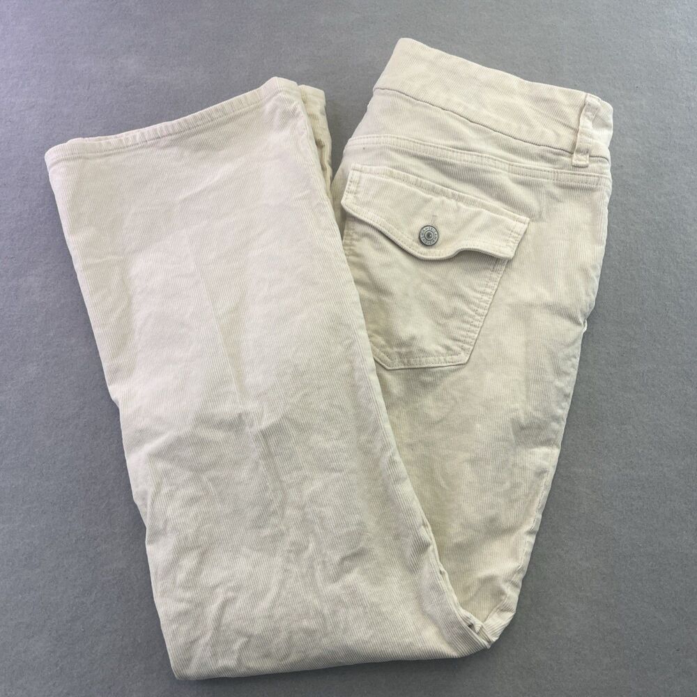 American Eagle Corduroy Curvy High Rise Kick Boot Pants Womens 12 Short Ivory